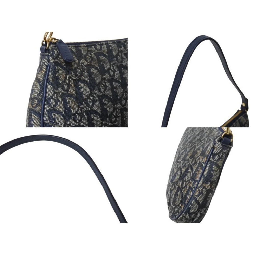 CHRISTIAN DIOR Trotter Saddle Bag One Shoulder Hobo Bag Navy Blue - Picture 6 of 9